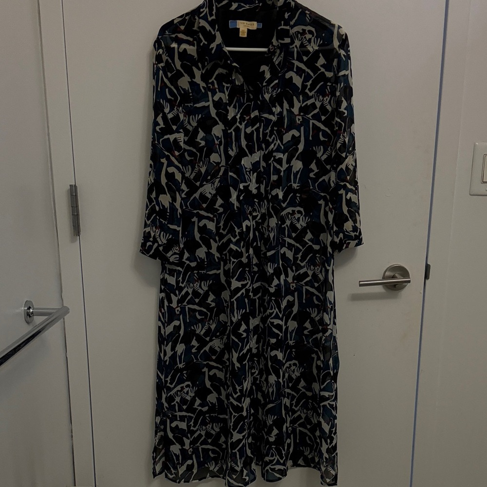 Ted Baker Blue and White Patterned Dress